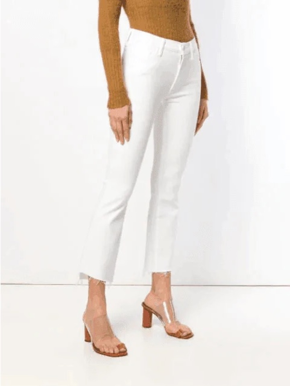 Mother The Insider Crop Step Fray Hem Glass Slipper White 27
